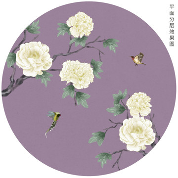 新中式牡丹花鳥畫