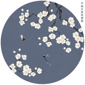 中式圓形花鳥(niǎo)畫(huà)