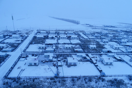 寒冬雪域雪原村庄