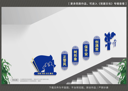 樓梯警營文化墻
