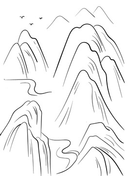 手繪山線稿
