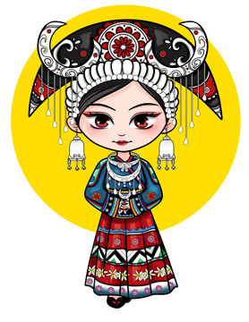 少數(shù)民族女孩插畫(huà)