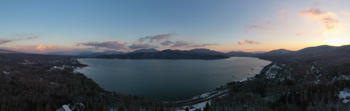 日本富士山山中湖全景