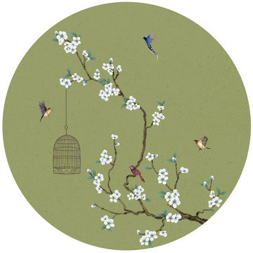 圓形花鳥畫