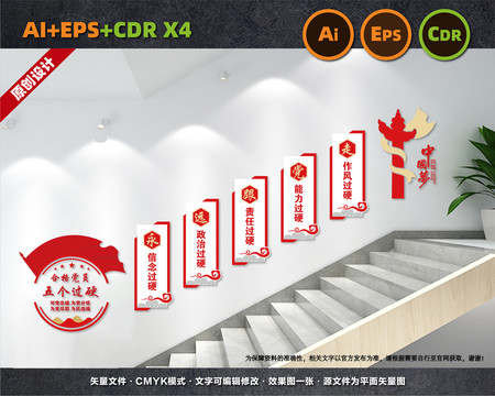五個(gè)過硬黨建樓梯文化墻