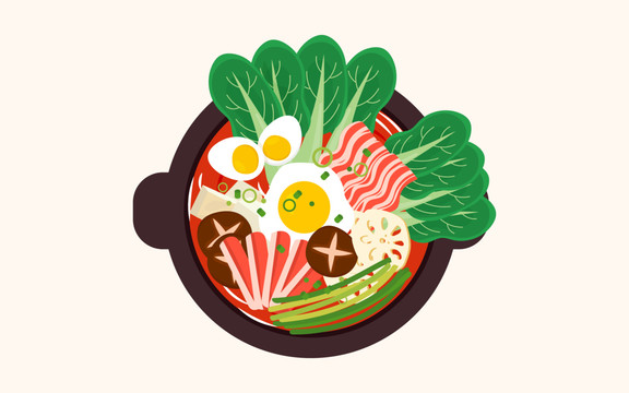 火鍋美食傳統(tǒng)節(jié)日春節(jié)團(tuán)圓插畫
