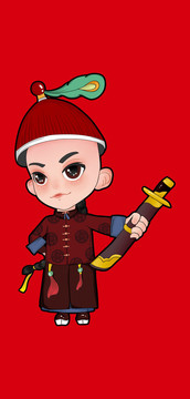 Q版清朝侍衛(wèi)人物插畫