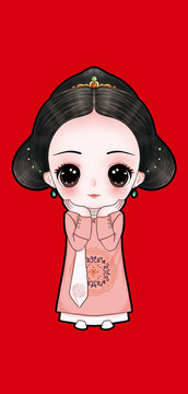 Q版宮廷妃子人物插畫