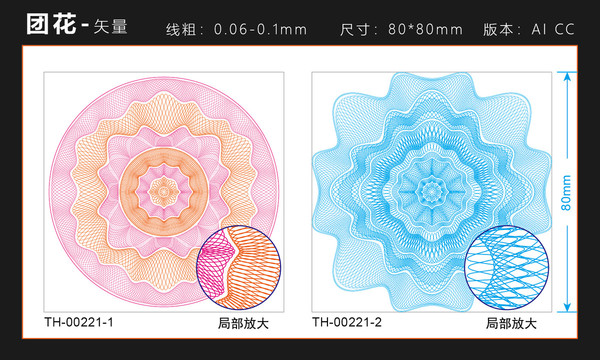 防伪团花超线票据代金券底纹