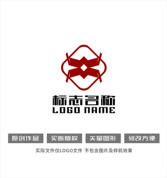 X字母标志鼎型金融logo