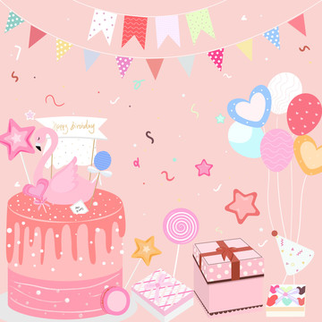 生日元素卡通手繪生日?qǐng)D案