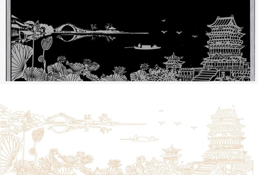 拱橋古塔蓮花