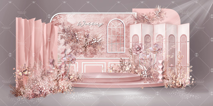 粉色花園婚禮迎賓區(qū)