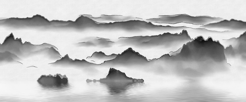 中國(guó)風(fēng)水墨山水背景