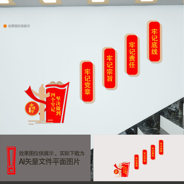 樓道四個牢記文化墻