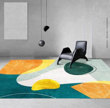 抽象简约北欧分层手绘地毯设计