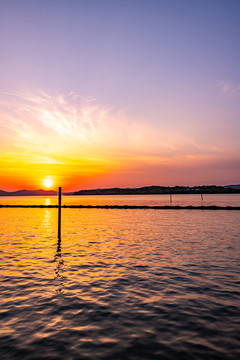 江苏无锡太湖风景区夕阳黄昏晚霞