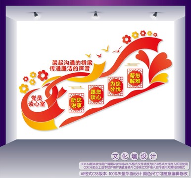 黨員談心室樓梯文化墻