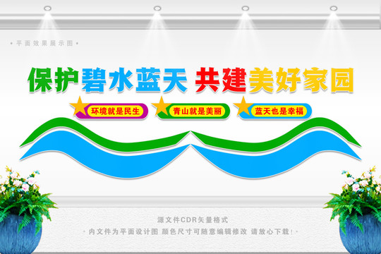 保護(hù)藍(lán)天碧水文化墻