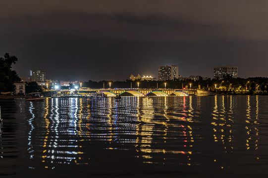 夏季的中国长春南湖公园夜景