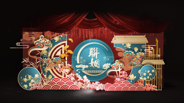 中式婚禮手繪效果圖