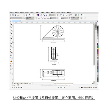 纺织机cdr平面图立面图