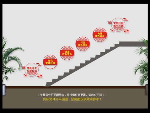 紅色物業(yè)樓道文化墻
