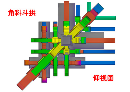 角科斗拱仰视图