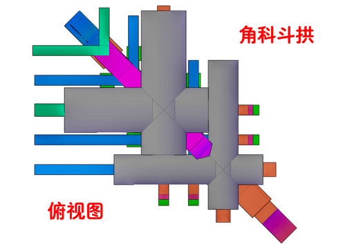 角科斗拱俯視圖