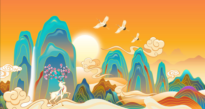 國(guó)潮山水插畫