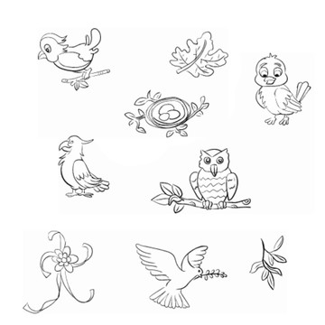動物鳥手繪矢量線稿