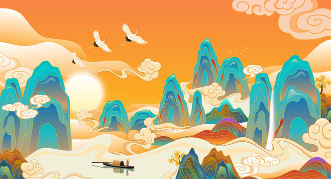 國(guó)潮山水插畫