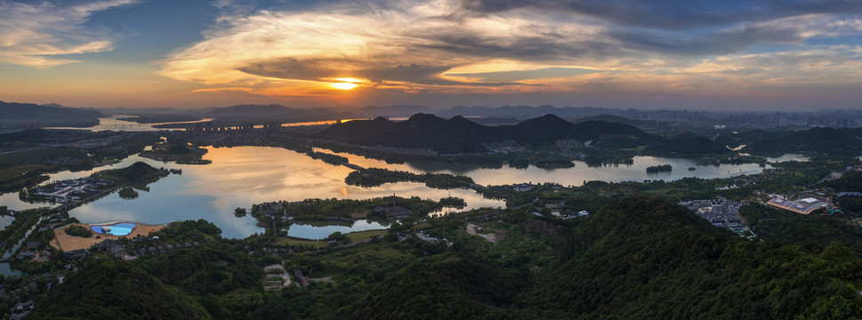 杭州湘湖景区日落