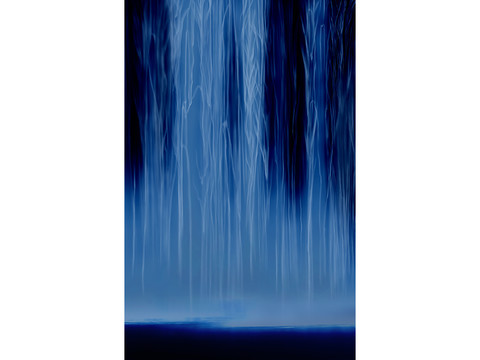 瀑布流水生財仙鶴
