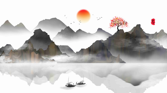 新中式水墨山水畫