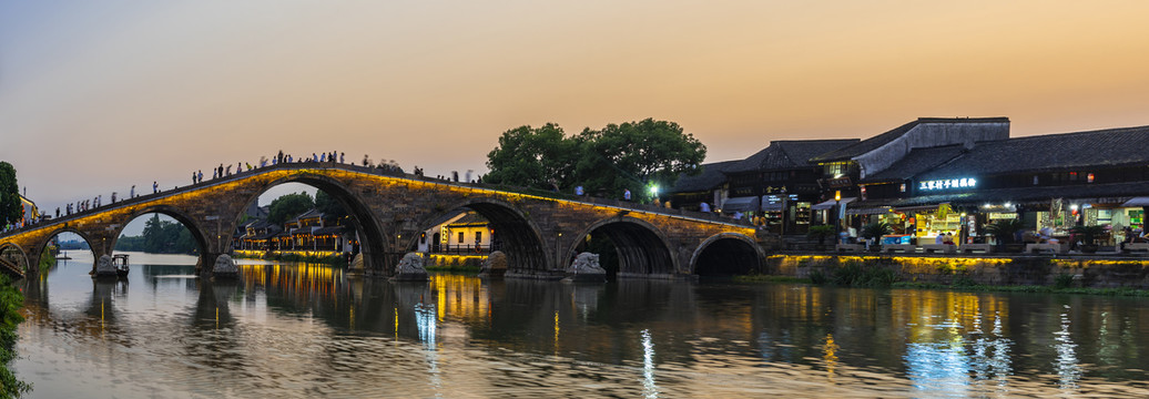 杭州塘栖古镇高清夜景全景