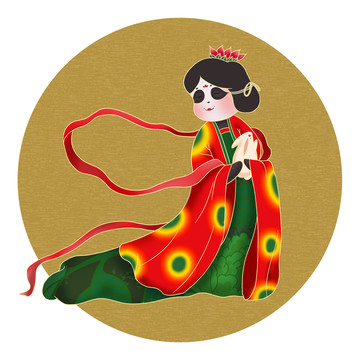 熊貓仕女圖插畫