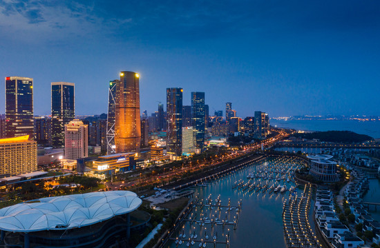 鸟瞰厦门城市夜景