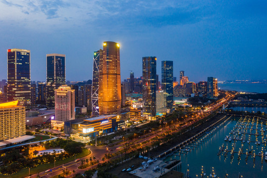 鸟瞰厦门城市夜景