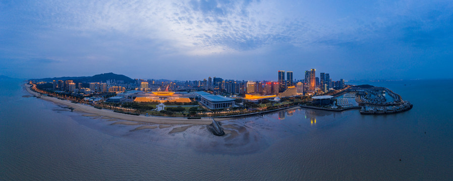 鸟瞰厦门全貌夜景