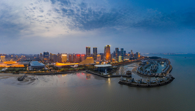 鸟瞰厦门全貌夜景