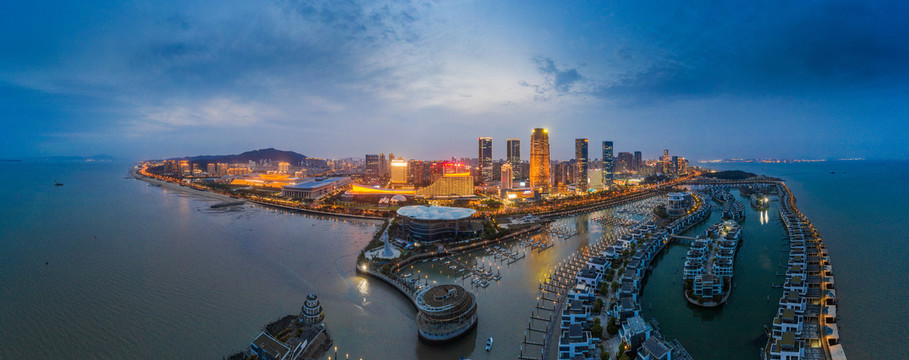 鸟瞰厦门全貌夜景