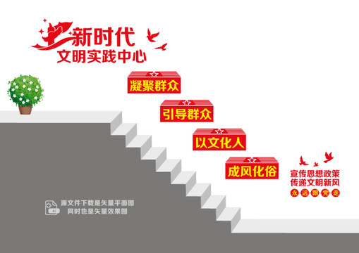 文明實踐中心樓梯墻