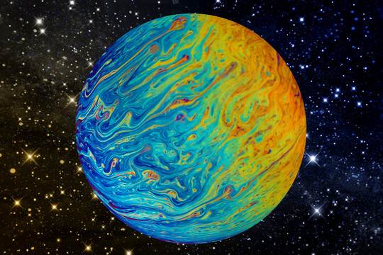 手繪流體抽象星球