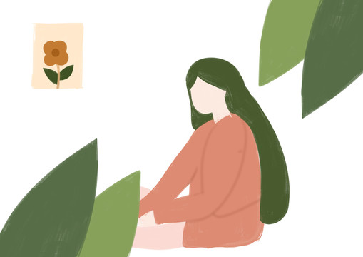 清新坐著的少女
