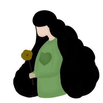 拿著鮮花的長發(fā)女人