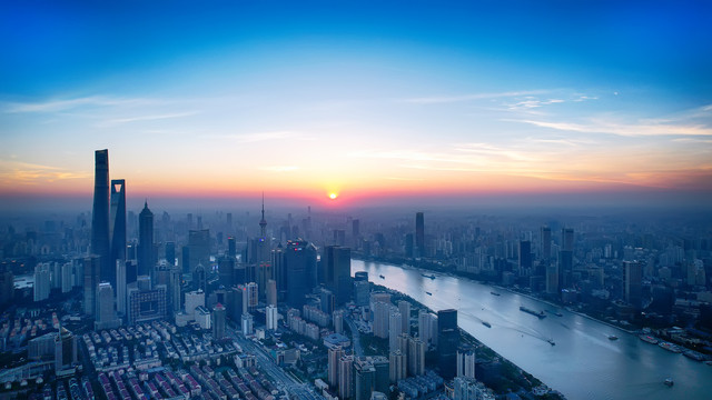 航拍陸家嘴地標(biāo)風(fēng)光