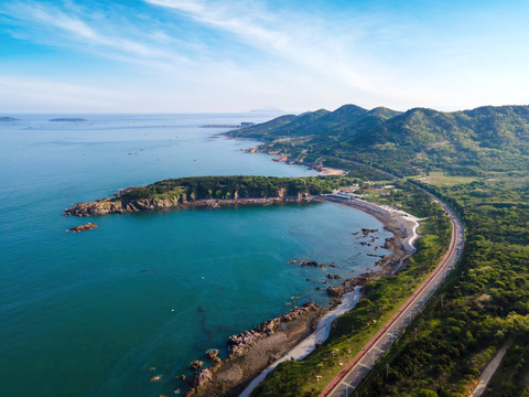 航拍青岛西海岸环岛公路