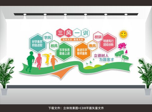 學(xué)校三風(fēng)一訓(xùn)文化墻