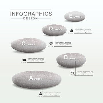 淡灰色鹅卵石材独立呈现信息图表